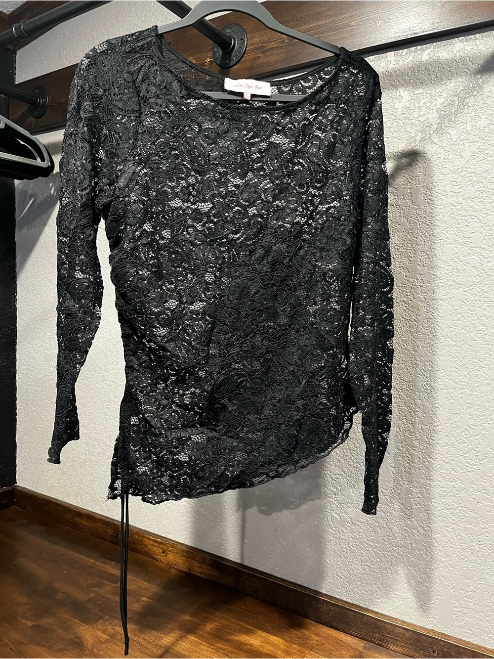 Black Lace Long-Sleeve Top by Lisa Says Gah